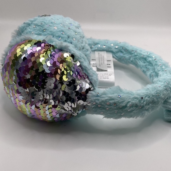 Olly & Friends Girl Sequin Earmuffs & Gloves SZ 4-6X Aqua Soft And Warm Winter - Picture 5 of 6